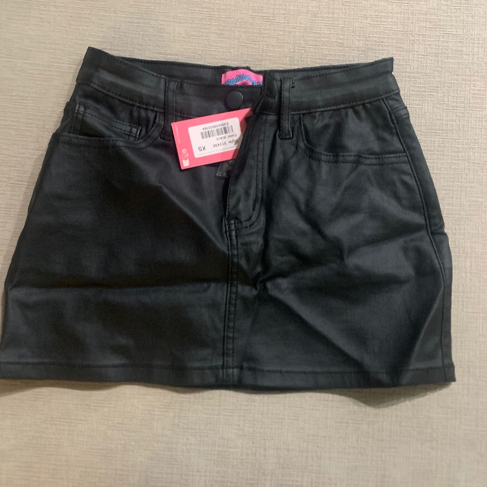 Edikted faux black leather skirt